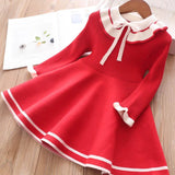Vestido elegante para niña de algodón de punto premium