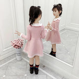 Vestido elegante para niña de algodón de punto premium