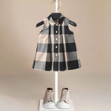 ONEAKIDS Baby & Toddler clothing 12-18M / BLACK Pink Plaid Little Girls' Sleeveless Button Down Dress