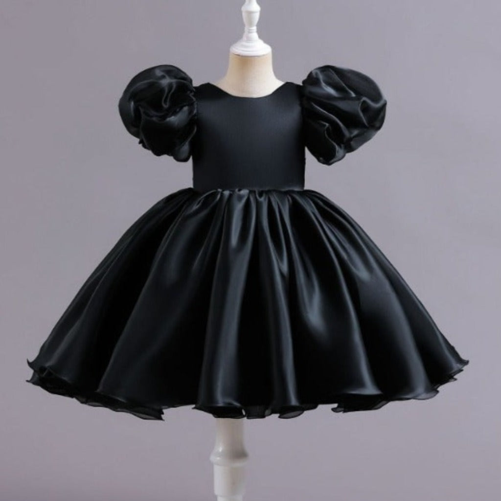 ONEAKIDS Baby & Toddler clothing 12-18M / BLACK Satin Tulle Flower Girls' Dress