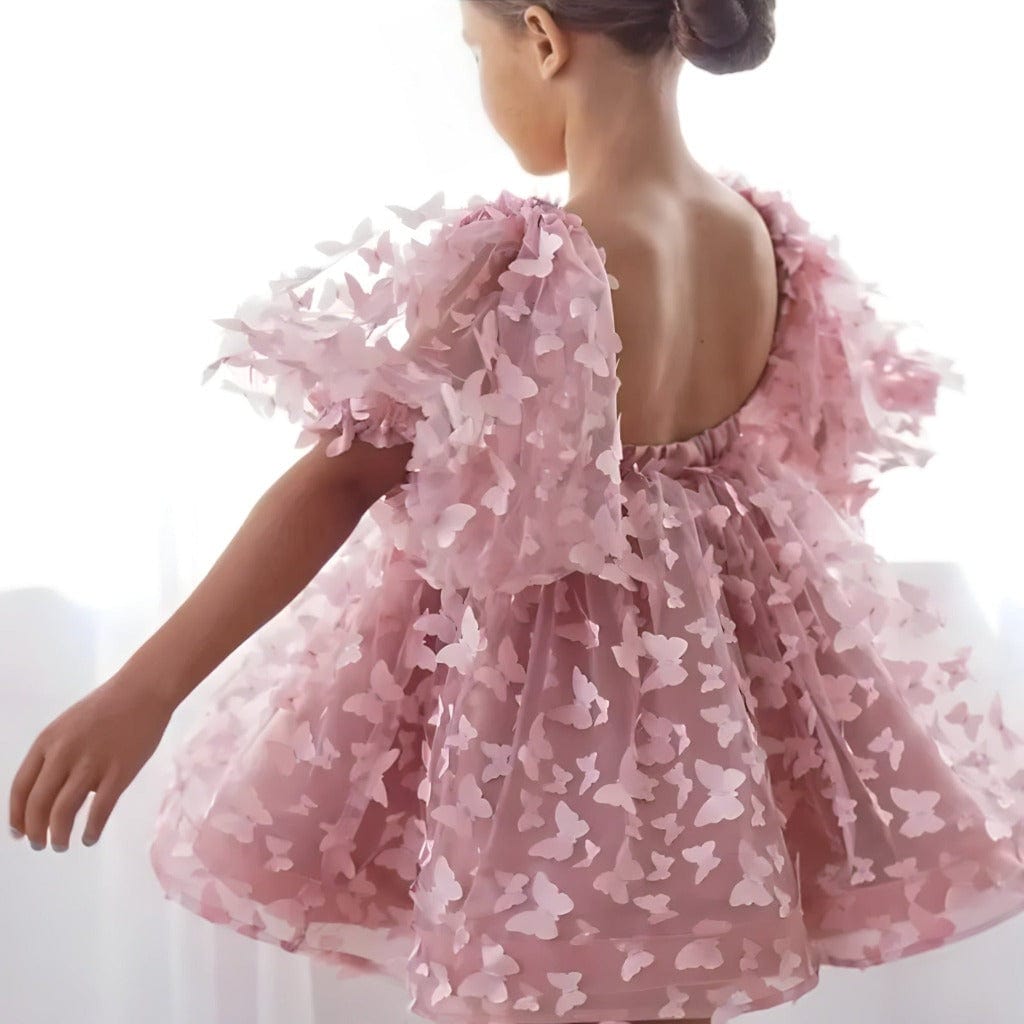 ONEAKIDS Baby & Toddler clothing 12-18M / PINK Flower Girl Dress with Butterfly Accents