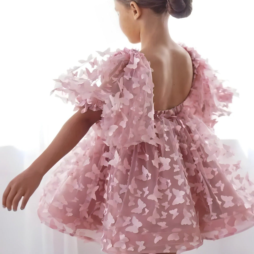 ONEAKIDS Baby & Toddler clothing 12-18M / PINK Flower Girl Dress with Butterfly Accents