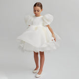 ONEAKIDS Baby & Toddler clothing 12-18M / WHITE Satin Tulle Flower Girls' Dress
