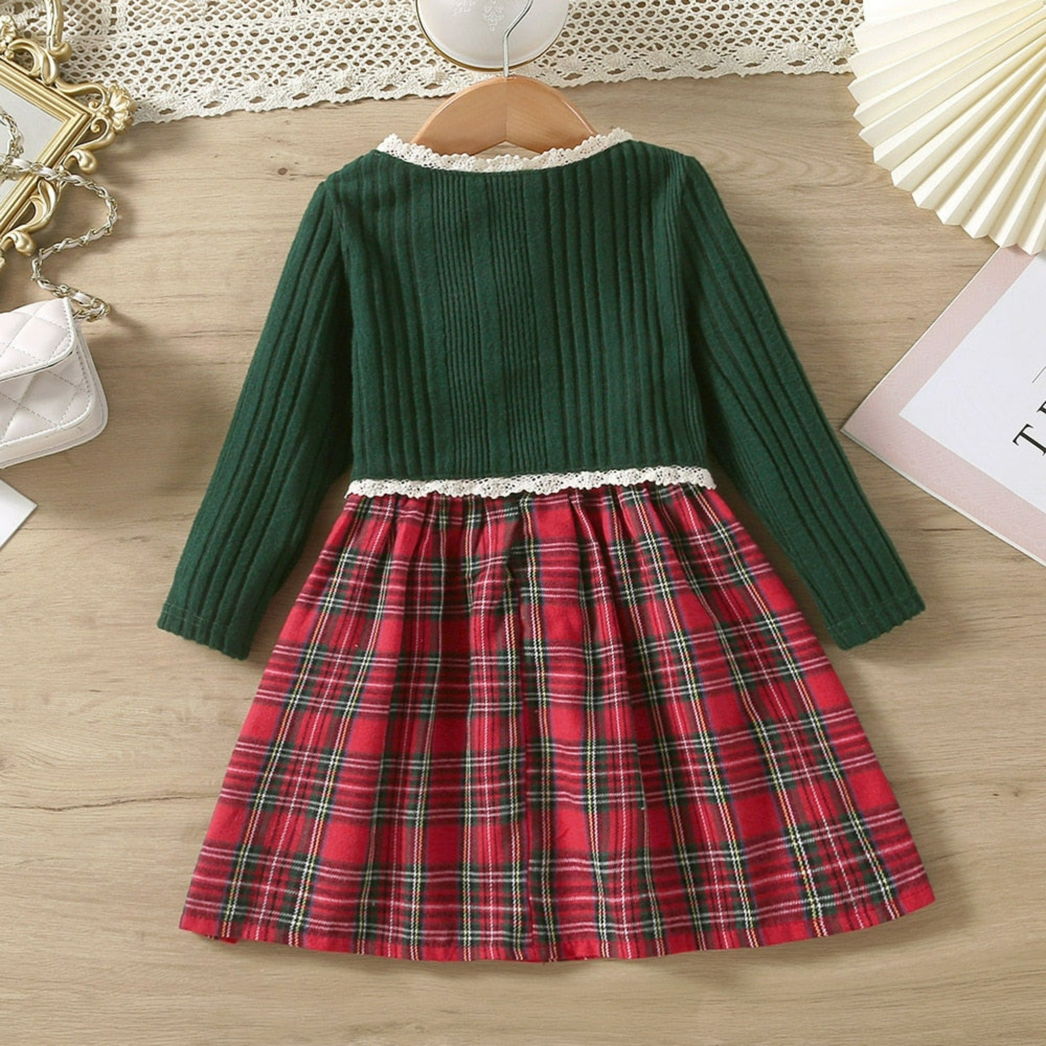 ONEAKIDS Baby & Toddler clothing 2-Piece Red Plaid Holiday Girls' Dress