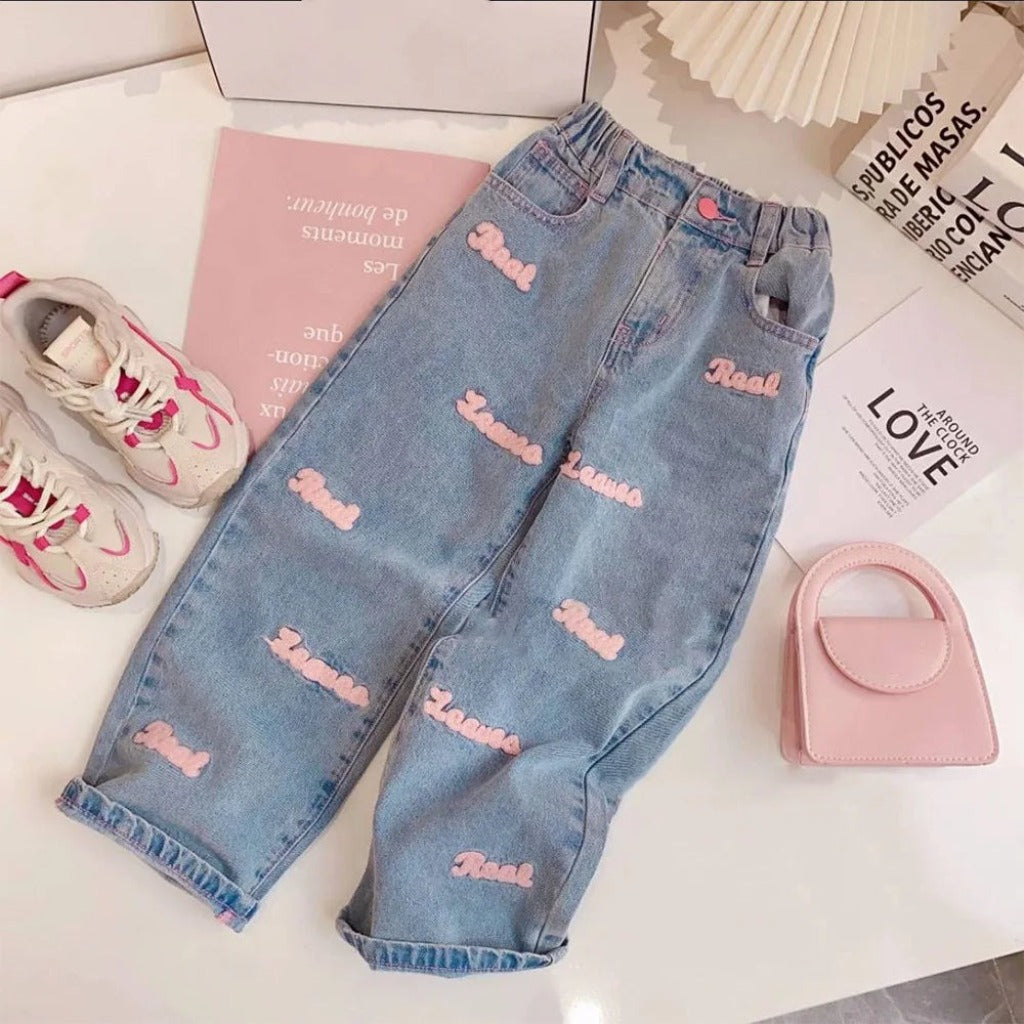 ONEAKIDS Baby & Toddler clothing Girls' Denim Pants and Pink Top Set