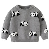 ONEAKIDS Baby & Toddler clothing GRAY / 12-18M Little Boys' Knit Cotton Panda Sweater / Pullover