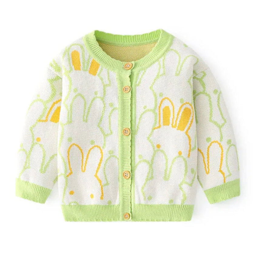 ONEAKIDS Baby & Toddler clothing GREEN / 12-18M Rabbit Girls Knit Cotton Cardigan