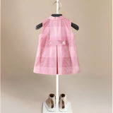ONEAKIDS Baby & Toddler clothing Pink Plaid Little Girls' Sleeveless Button Down Dress