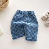 ONEAKIDS Baby & Toddler clothing Unisex Checkered Denim Pants