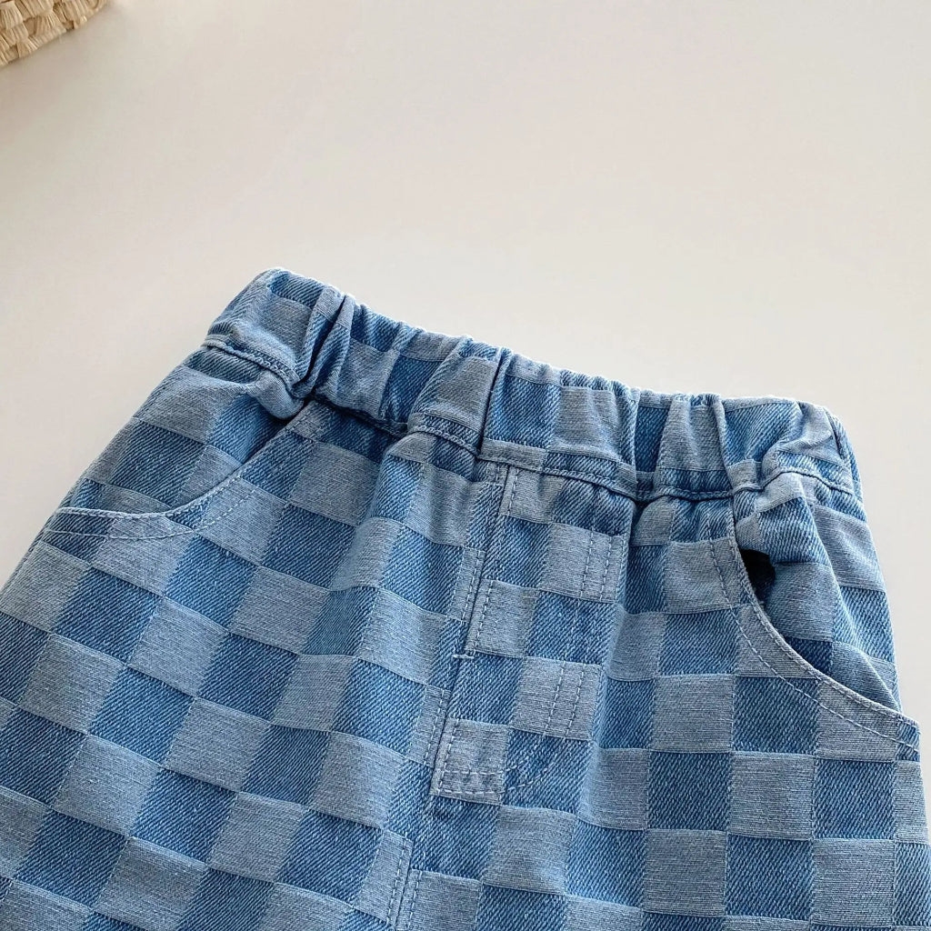 ONEAKIDS Baby & Toddler clothing Unisex Checkered Denim Pants