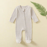 ONEAKIDS Baby & Toddler Outfits 0-3M / CREAM Organic Cotton Double Zipper Baby Romper