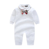 ONEAKIDS Baby & Toddler Outfits 0-3M / WHITE Bow Tie Baby Romper