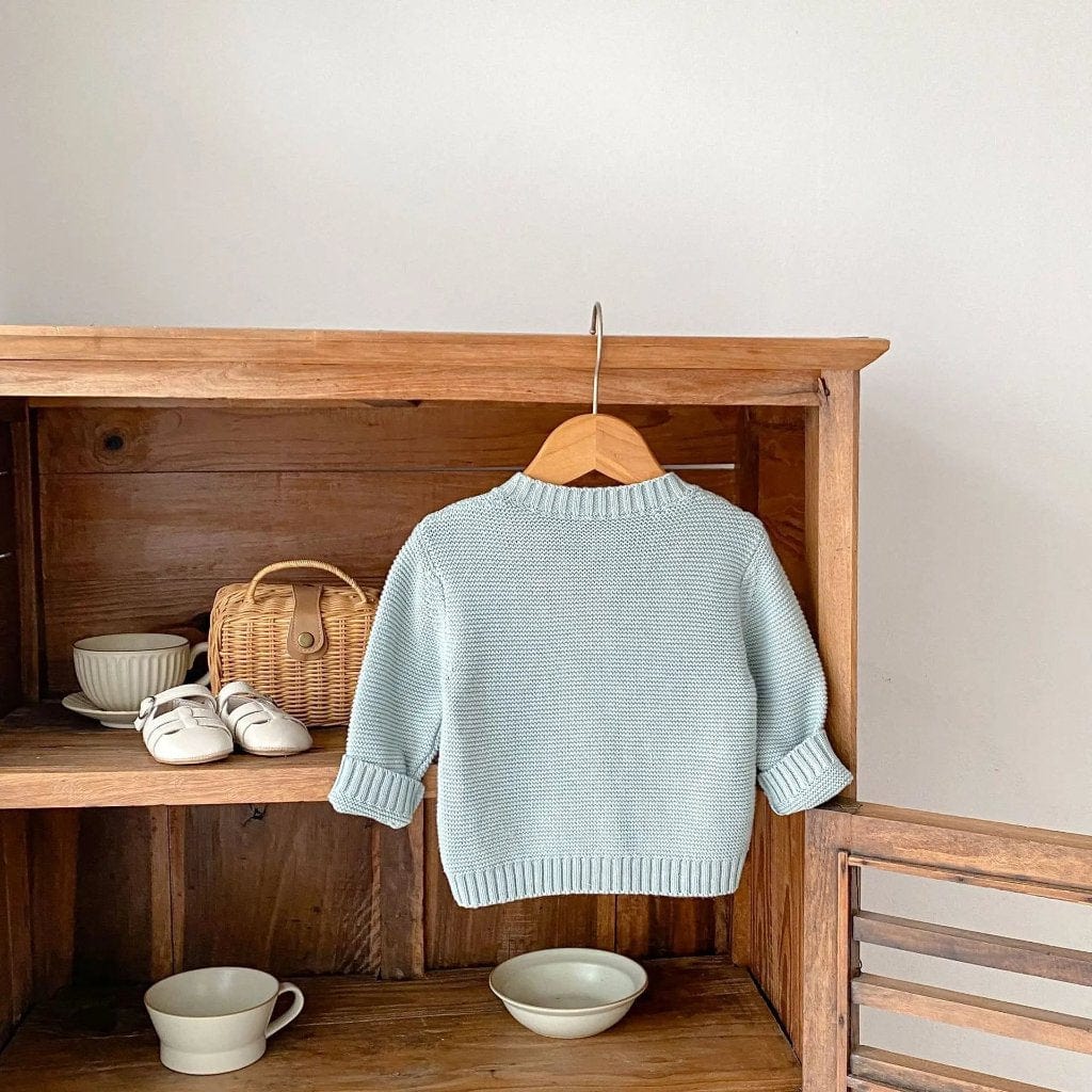 ONEAKIDS Baby & Toddler Outfits 100% Knit Cotton Sage Blue Little girls' Cardigan