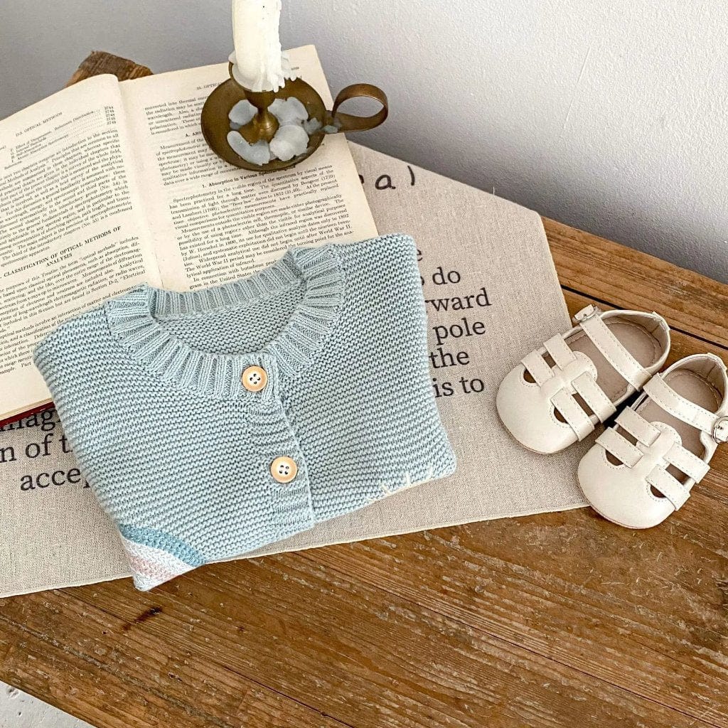 ONEAKIDS Baby & Toddler Outfits 100% Knit Cotton Sage Blue Little girls' Cardigan