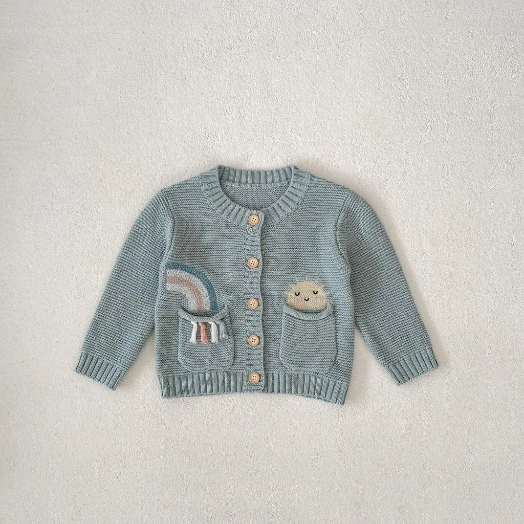 ONEAKIDS Baby & Toddler Outfits 100% Knit Cotton Sage Blue Little girls' Cardigan