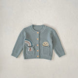 ONEAKIDS Baby & Toddler Outfits 100% Knit Cotton Sage Blue Little girls' Cardigan