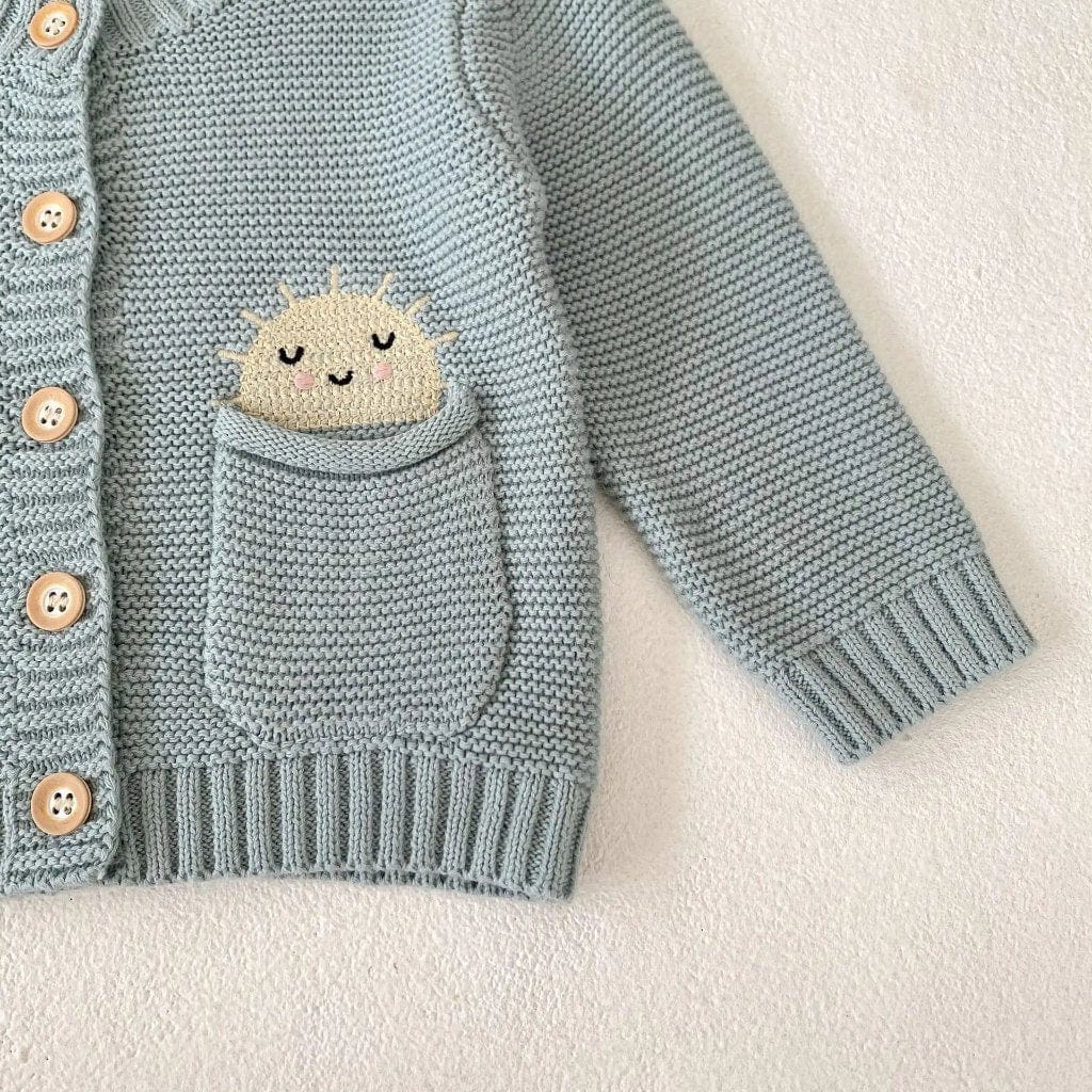 ONEAKIDS Baby & Toddler Outfits 100% Knit Cotton Sage Blue Little girls' Cardigan