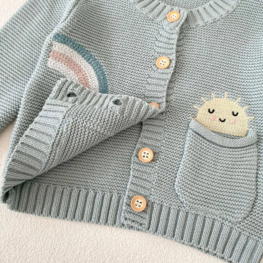 ONEAKIDS Baby & Toddler Outfits 100% Knit Cotton Sage Blue Little girls' Cardigan