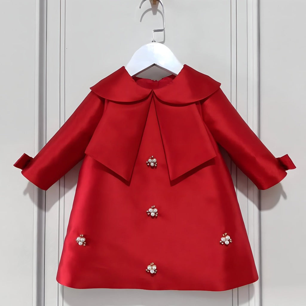 ONEAKIDS Baby & Toddler Outfits 12-18M / RED / LONG SLEEVE Festive Party Girl Dress with Charms