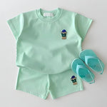 ONEAKIDS Baby & Toddler Outfits 6-12M / GREEN LA Bear Shorts & T-Shirt Unisex Matching Set