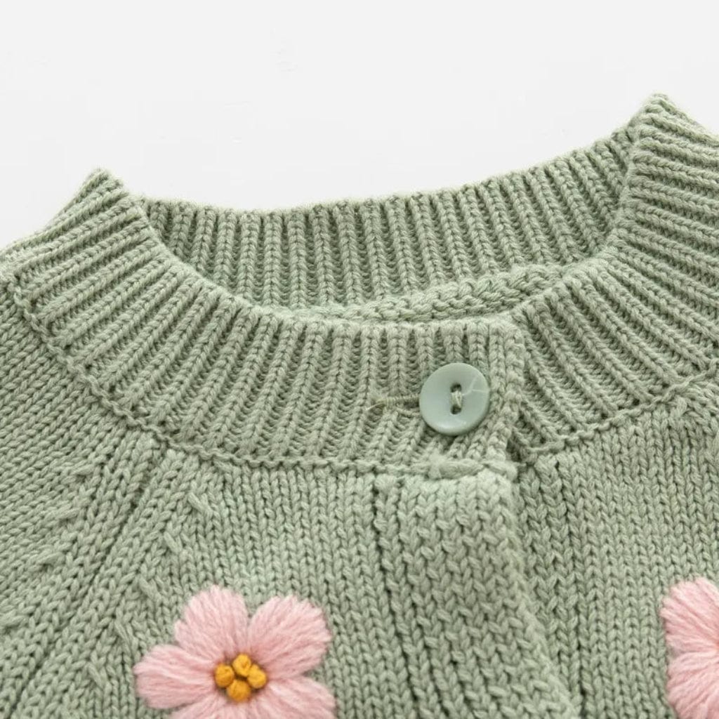 ONEAKIDS Baby & Toddler Outfits Baby Girls Flower Embroidered Knit Cotton Cardigan