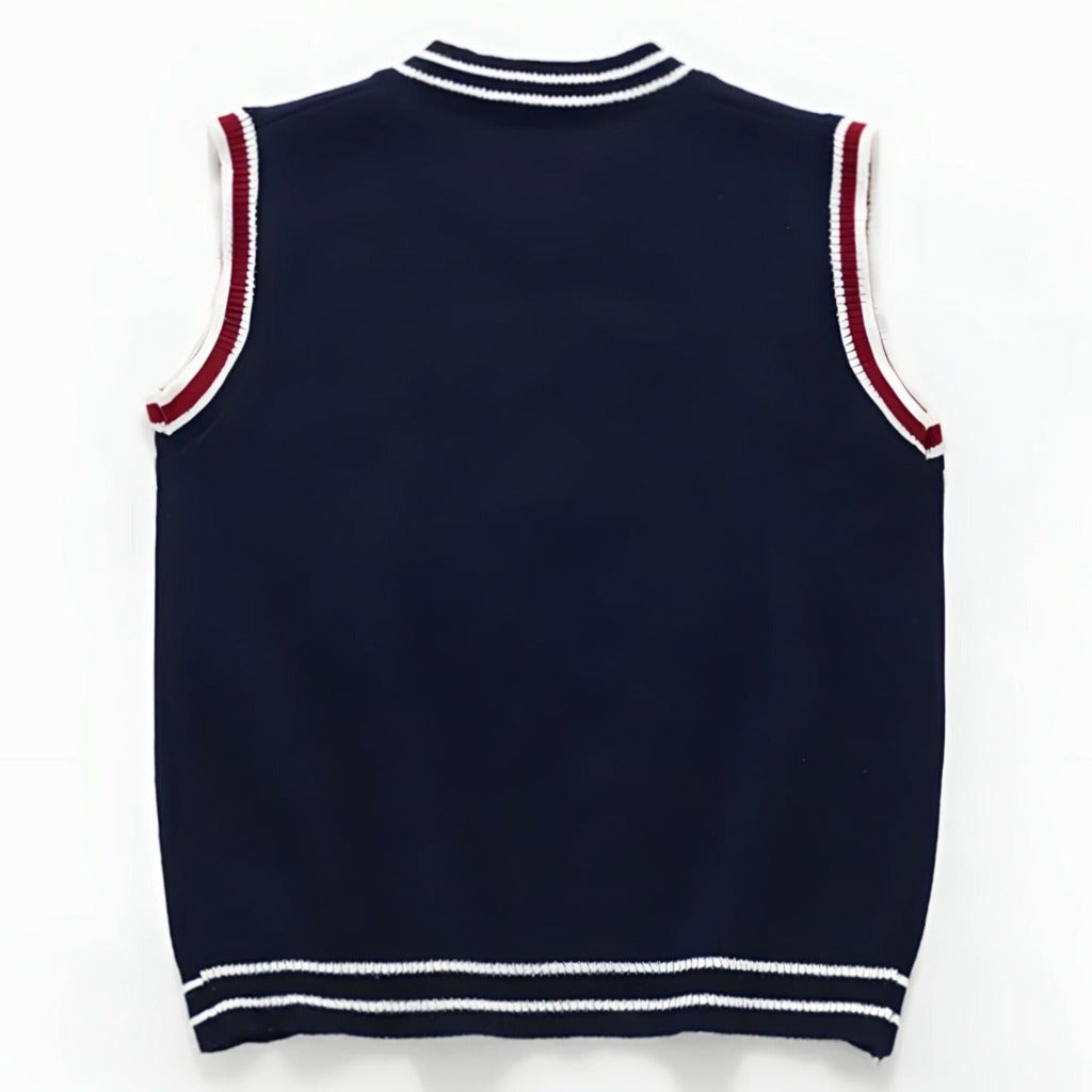 ONEAKIDS Baby & Toddler Outfits Bear Knit Cotton Sleeveless Pullover in Navy Blue