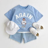 ONEAKIDS Baby & Toddler Outfits BLUE / 12-18M AGAIN Bear Unisex T-Shirt and Shorts Sets