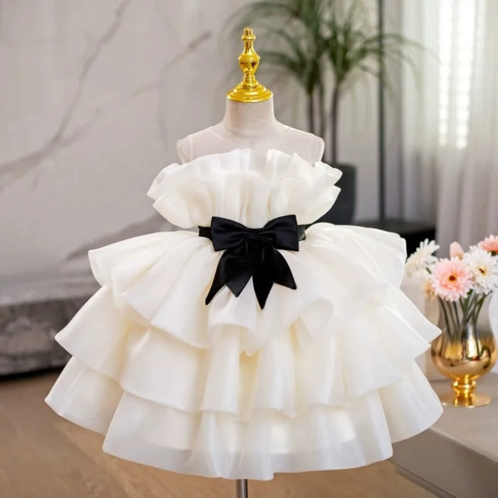 ONEAKIDS Baby & Toddler Outfits Champagne White Sleeveless Flower Girl Dress