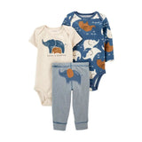 ONEAKIDS Baby & Toddler Outfits CREAM / 3-6M 3 Piece Unisex Animal Print Rompers