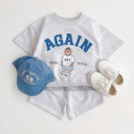 ONEAKIDS Baby & Toddler Outfits GRAY / 12-18M AGAIN Bear Unisex T-Shirt and Shorts Sets