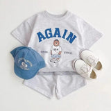 ONEAKIDS Baby & Toddler Outfits GRAY / 12-18M AGAIN Bear Unisex T-Shirt and Shorts Sets