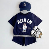 ONEAKIDS Baby & Toddler Outfits NAVY / 12-18M AGAIN Bear Unisex T-Shirt and Shorts Sets