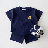 ONEAKIDS Baby & Toddler Outfits NAVY / 12-18M Unisex Smile Emoji Unisex Top & Shorts Set