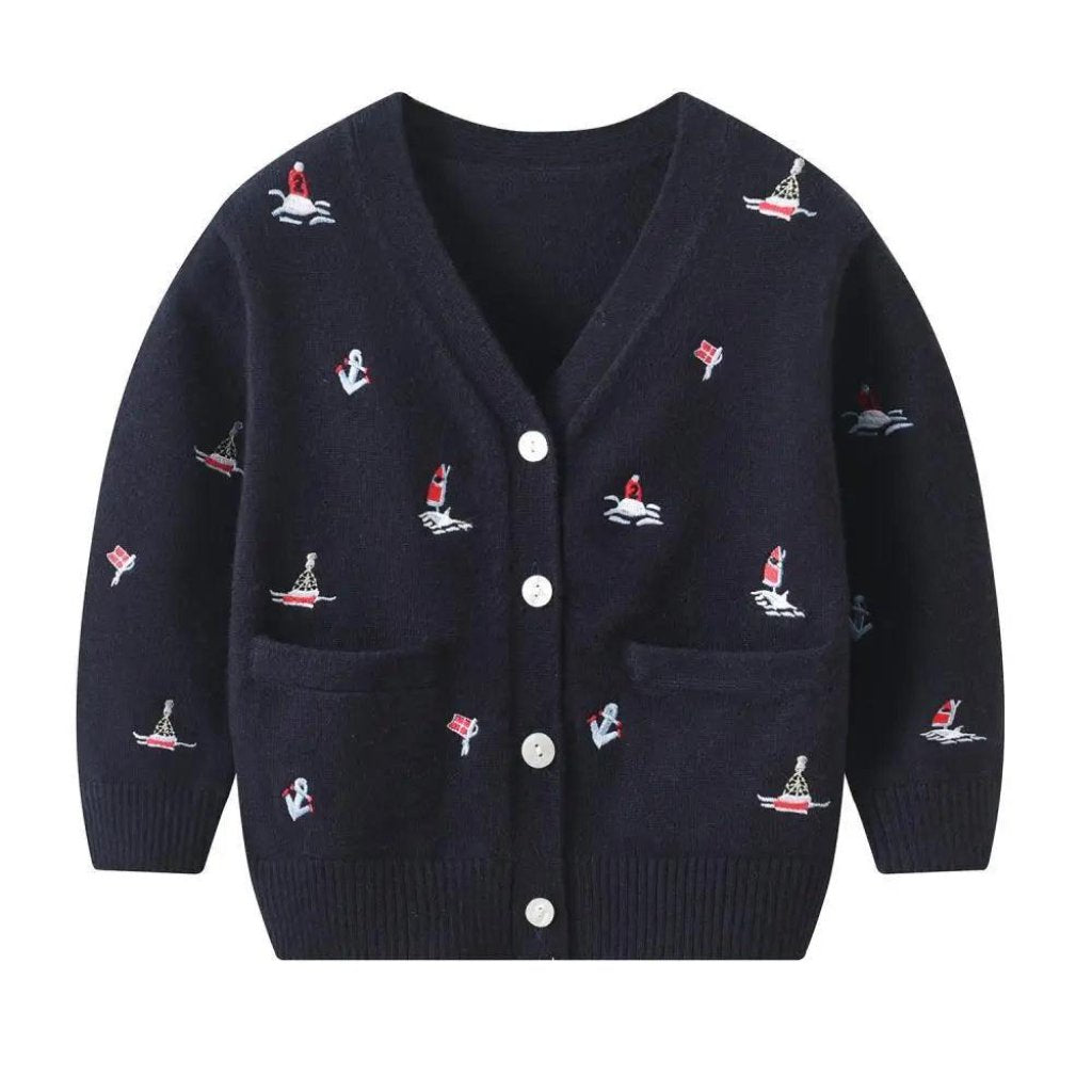 ONEAKIDS Baby & Toddler Outfits Navy-Blue Sailor Cardigan for little boys