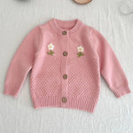 ONEAKIDS Baby & Toddler Outfits PINK / 12-18M Baby Girls Flower Embroidered Knit Cotton Cardigan