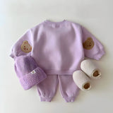 ONEAKIDS Baby & Toddler Outfits PURPLE / 9-12M Bear Sleeves Unisex Sweatshirt and Sweatpants Set