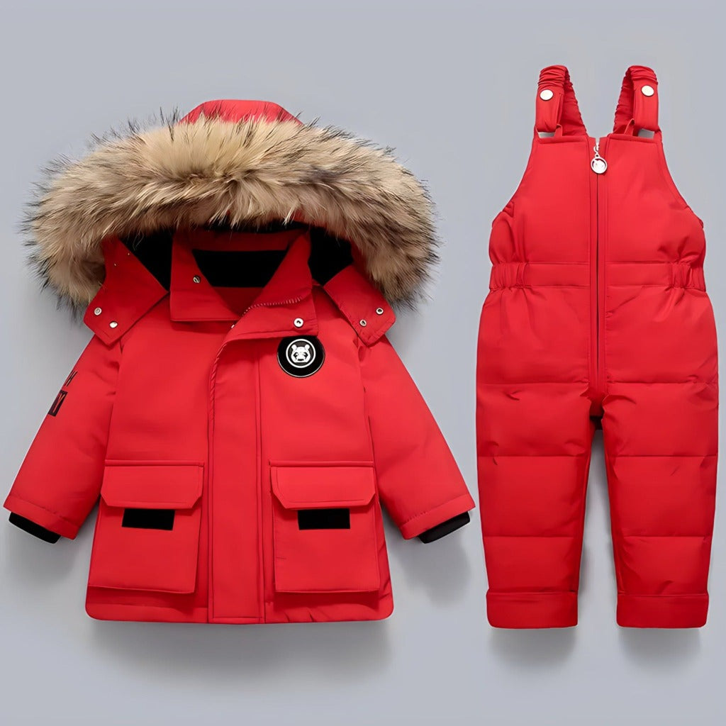 ONEAKIDS Baby & Toddler Outfits RED / 12-18M Unisex Winter 2-Piece Ski Snowsuit Puffer Jacket and Pants Set