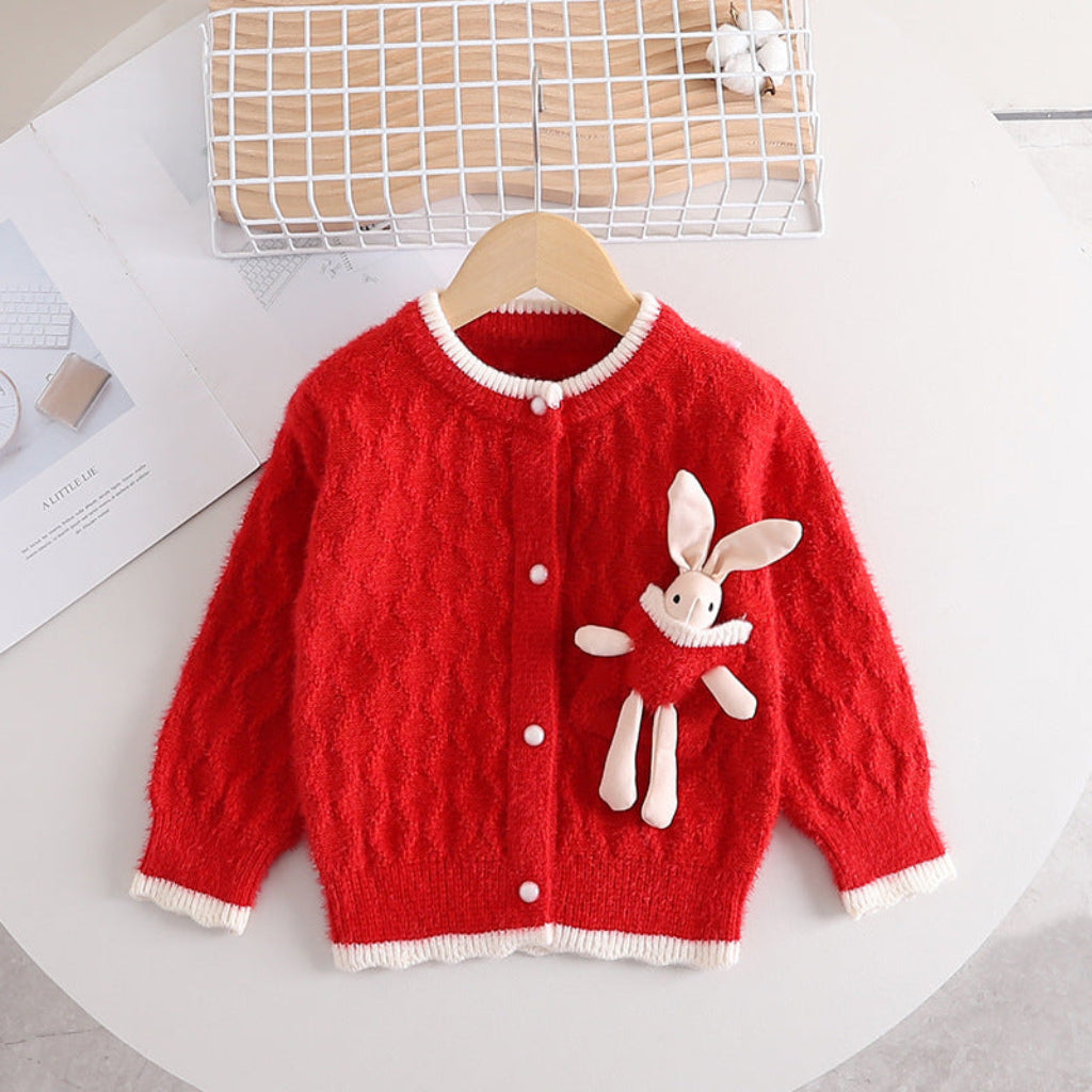 ONEAKIDS Baby & Toddler Outfits RED / 2T Bunny boo Girls' Cardigan