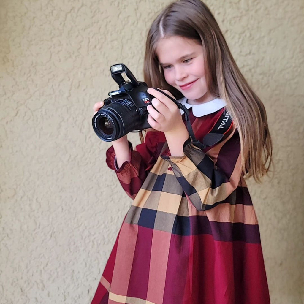 ONEAKIDS Baby & Toddler Outfits Sophia Plaid Burgundy Dress