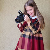 ONEAKIDS Baby & Toddler Outfits Sophia Plaid Burgundy Dress