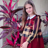 ONEAKIDS Baby & Toddler Outfits Sophia Plaid Burgundy Dress
