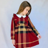 ONEAKIDS Baby & Toddler Outfits Sophia Plaid Burgundy Dress