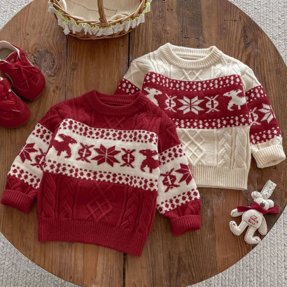 ONEAKIDS Baby & Toddler Outfits Unisex Knitted Fair Isle Sweater