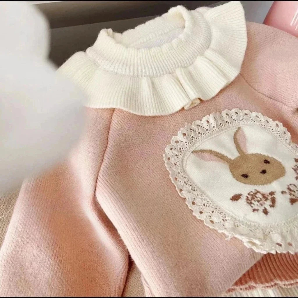 ONEAKIDS Baby & Toddler Outfits Vintage Bunny Wool Girls' Sweater