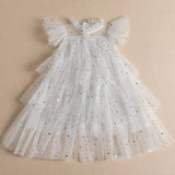 ONEAKIDS Baby & Toddler Outfits WHITE / 3T Tulle Girls' Festive Dress with Stars