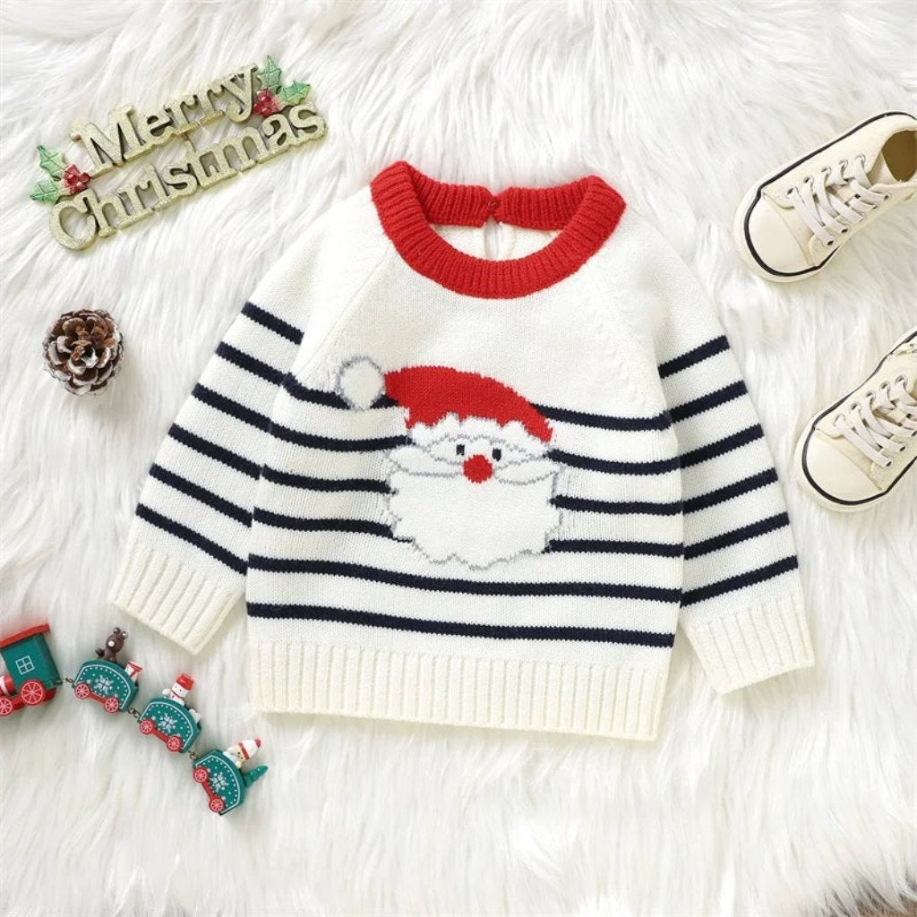 ONEAKIDS Baby & Toddler Outfits Winter Crewneck Santa Embroidery Pullover Knitwear