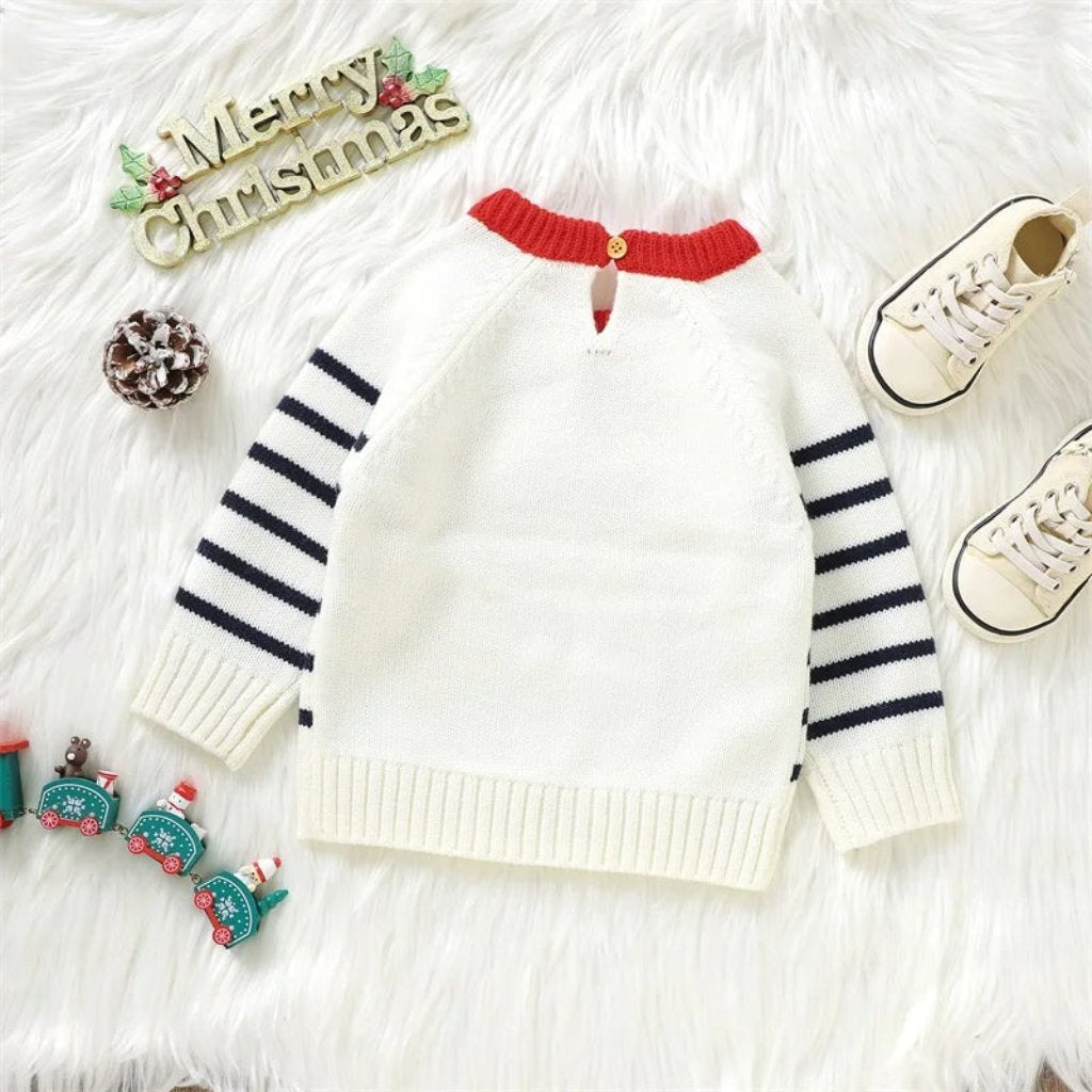 ONEAKIDS Baby & Toddler Outfits Winter Crewneck Santa Embroidery Pullover Knitwear
