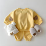 ONEAKIDS Baby & Toddler Outfits YELLOW / 9-12M Bear Sleeves Unisex Sweatshirt and Sweatpants Set