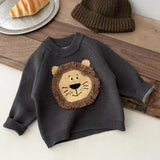 ONEAKIDS Baby & Toddler Tops 0-3M / GRAY Unisex Lion Knit Cotton Sweater