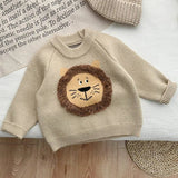 ONEAKIDS Baby & Toddler Tops 0-3M / KHAKI Unisex Lion Knit Cotton Sweater